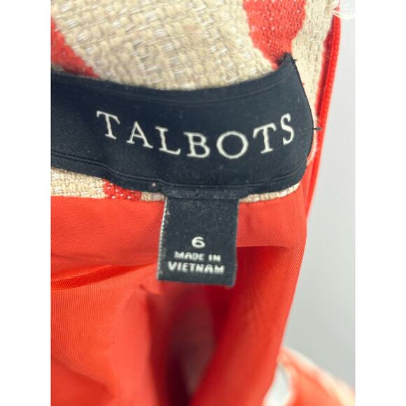 Talbots Linen Blend Pencil Skirt‎ Orange Tan Striped Size 6 - Picture 3 of 10